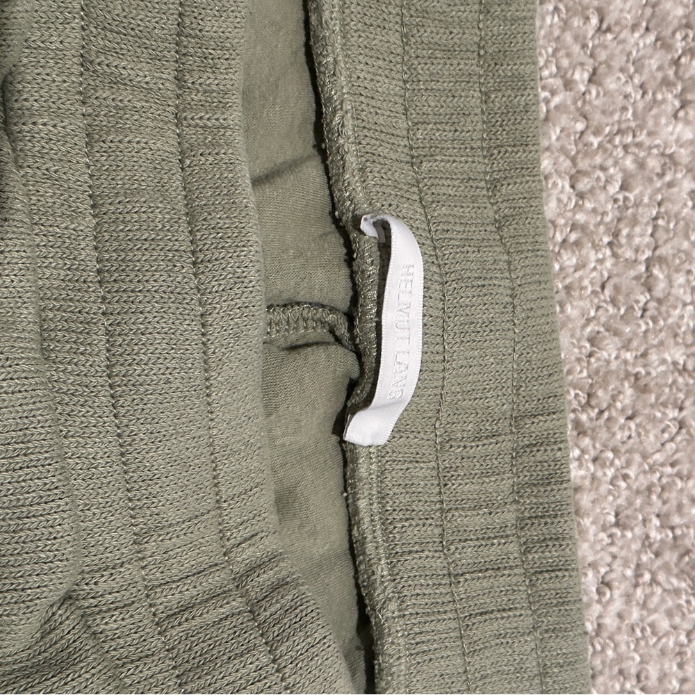 Helmut Lang Olive Green Athletic Ribbed Terry Shorts - Picture 3 of 3